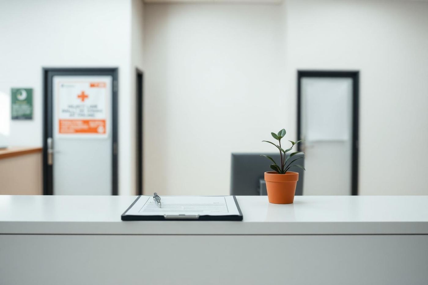 Front desk counter at a medical practice — Clinica Hispana Palacio: Why We Answer the Phone 24/7 in Houston — Clinica Hispana Palacio, Houston