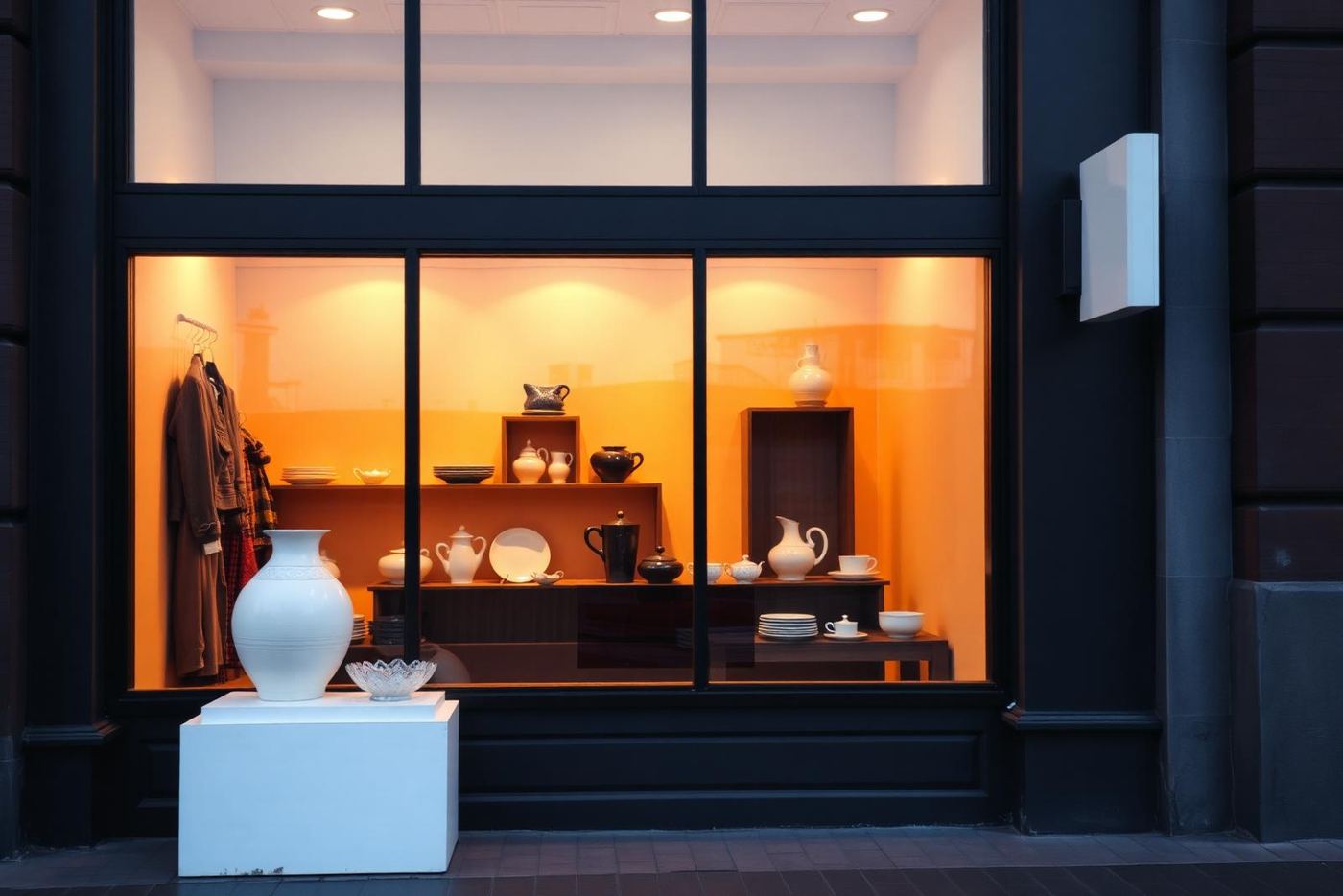 Warmly lit shop window display at dusk — What Jewels by Colin Carries: Your Trusted Shop in Houston — Jewels by Colin, Houston